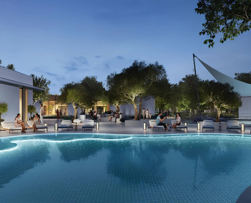 Luxury infinity pool and wellness center at Hilton Residences JLT